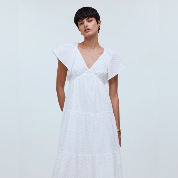 NWOT Madewell Tie-Back Flutter-Sleeve Tiered Midi Dress - Lavender- 6 - Picture 11 of 14